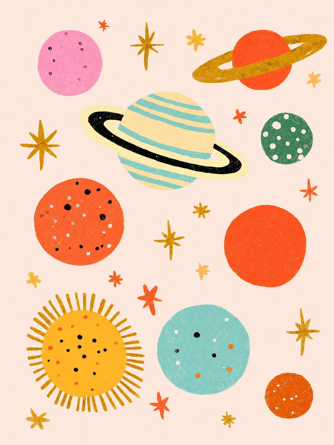 Planetas de Colores — cuadro infantil