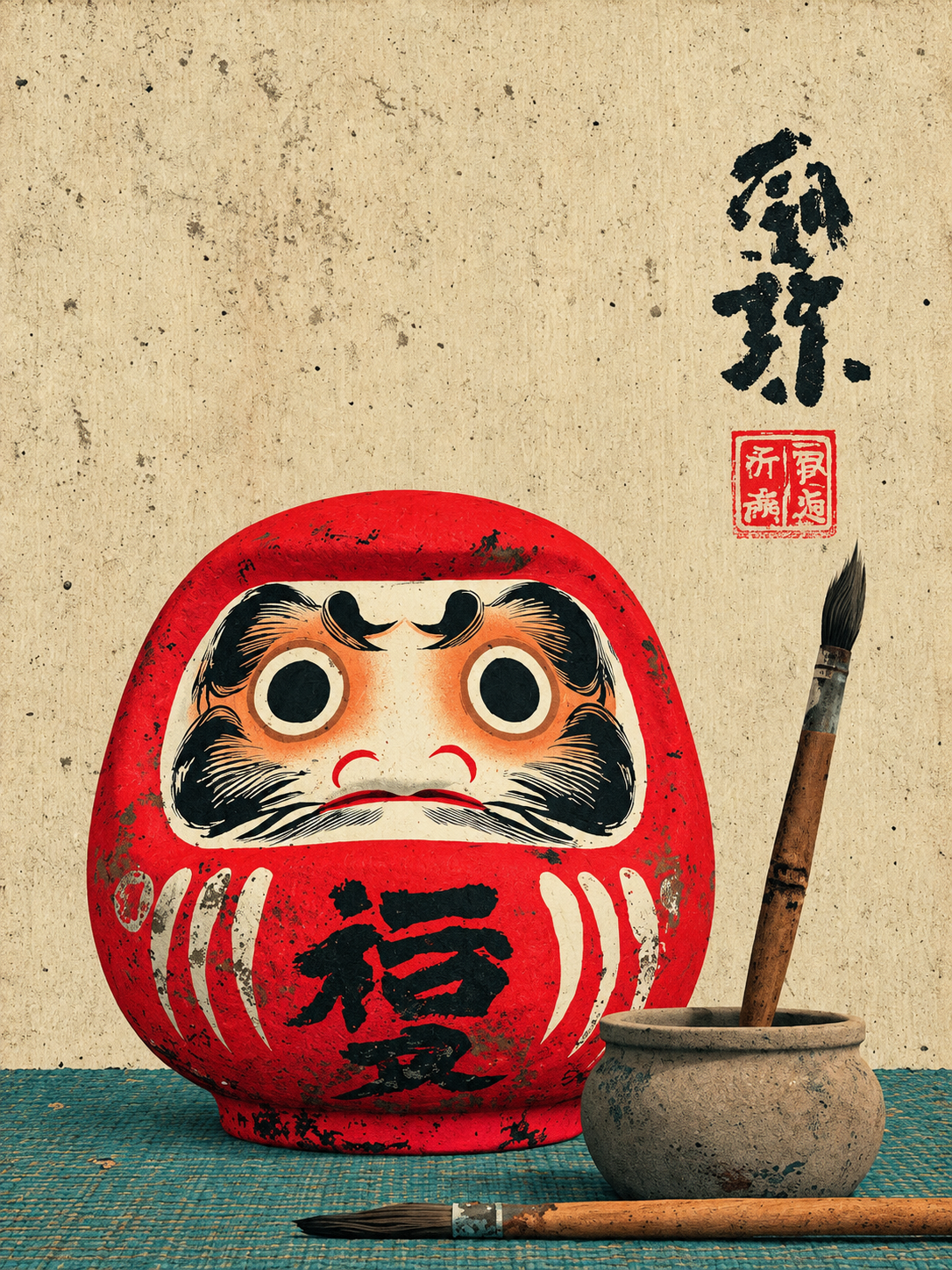 Japón — Daruma y pincel