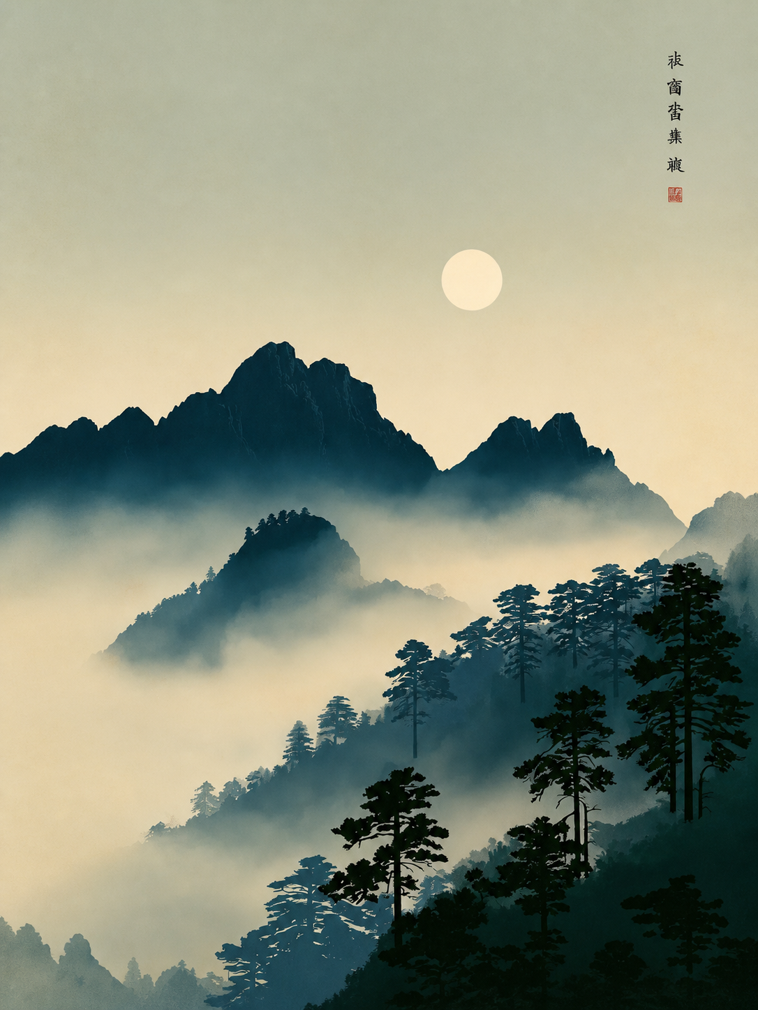 Montaña Niebla Japonesa