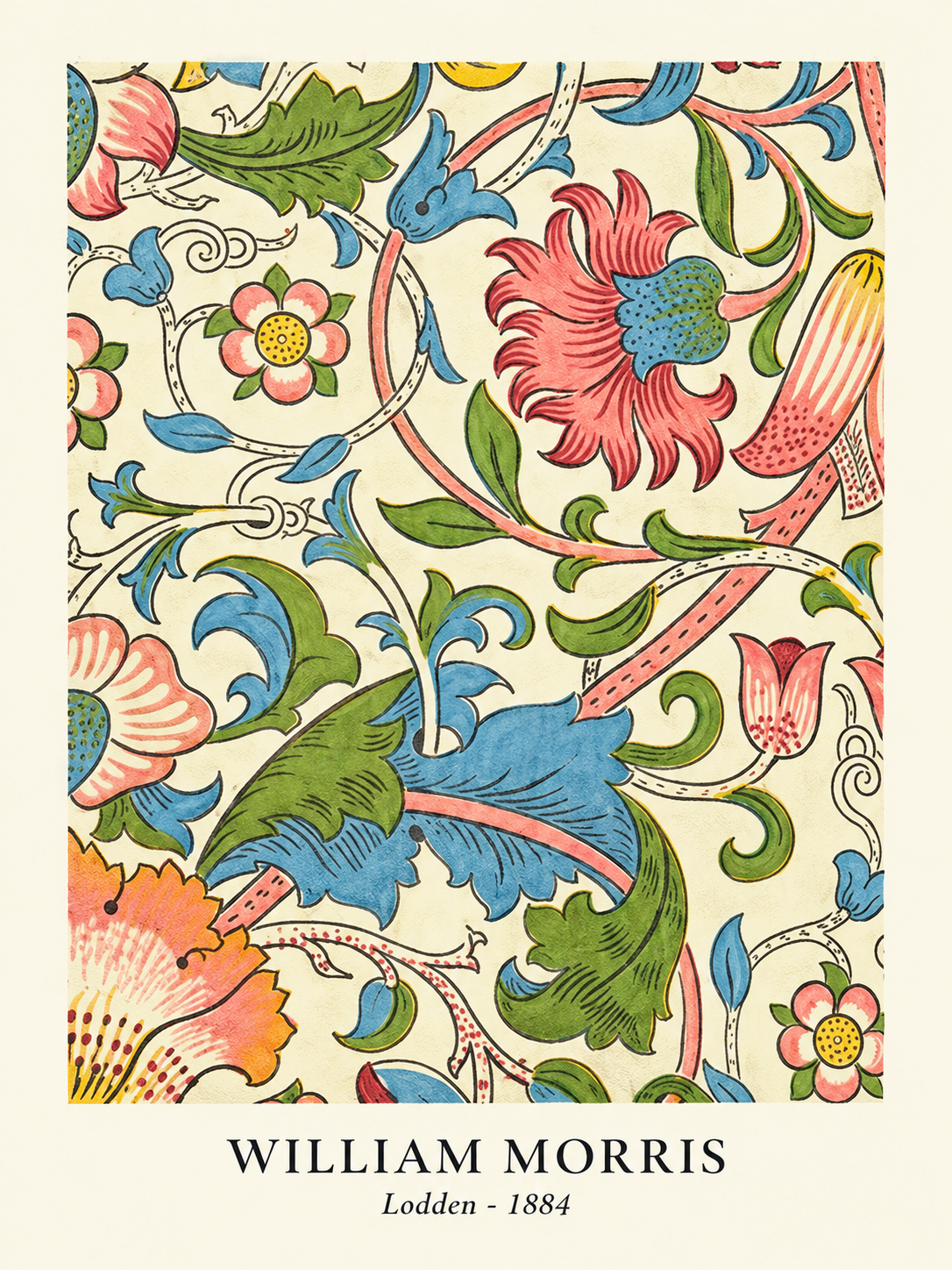 Rosas Coral, lámina decorativa inspirada en William Morris