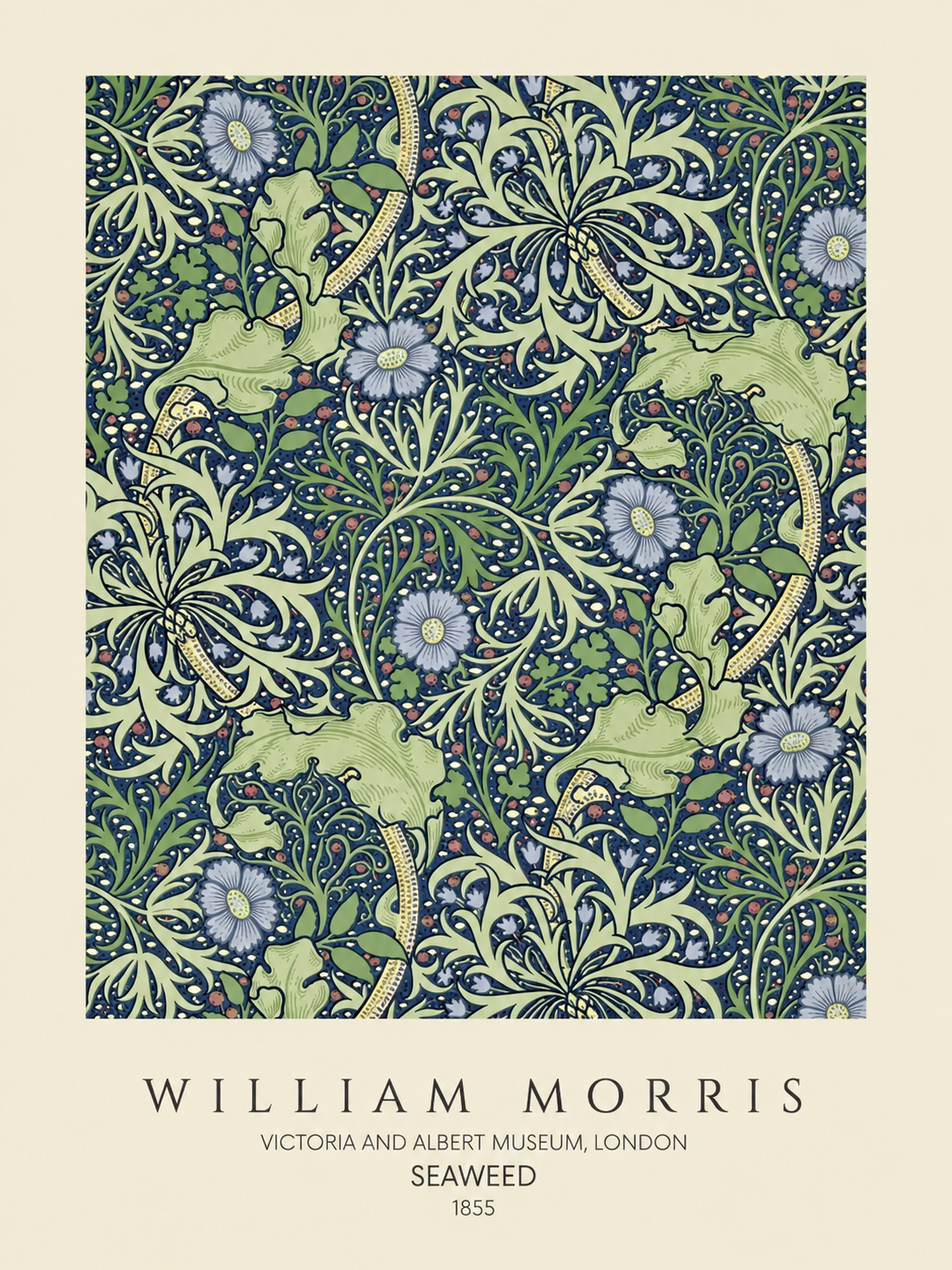Mariposa entre Hojas, lámina decorativa inspirada en William Morris