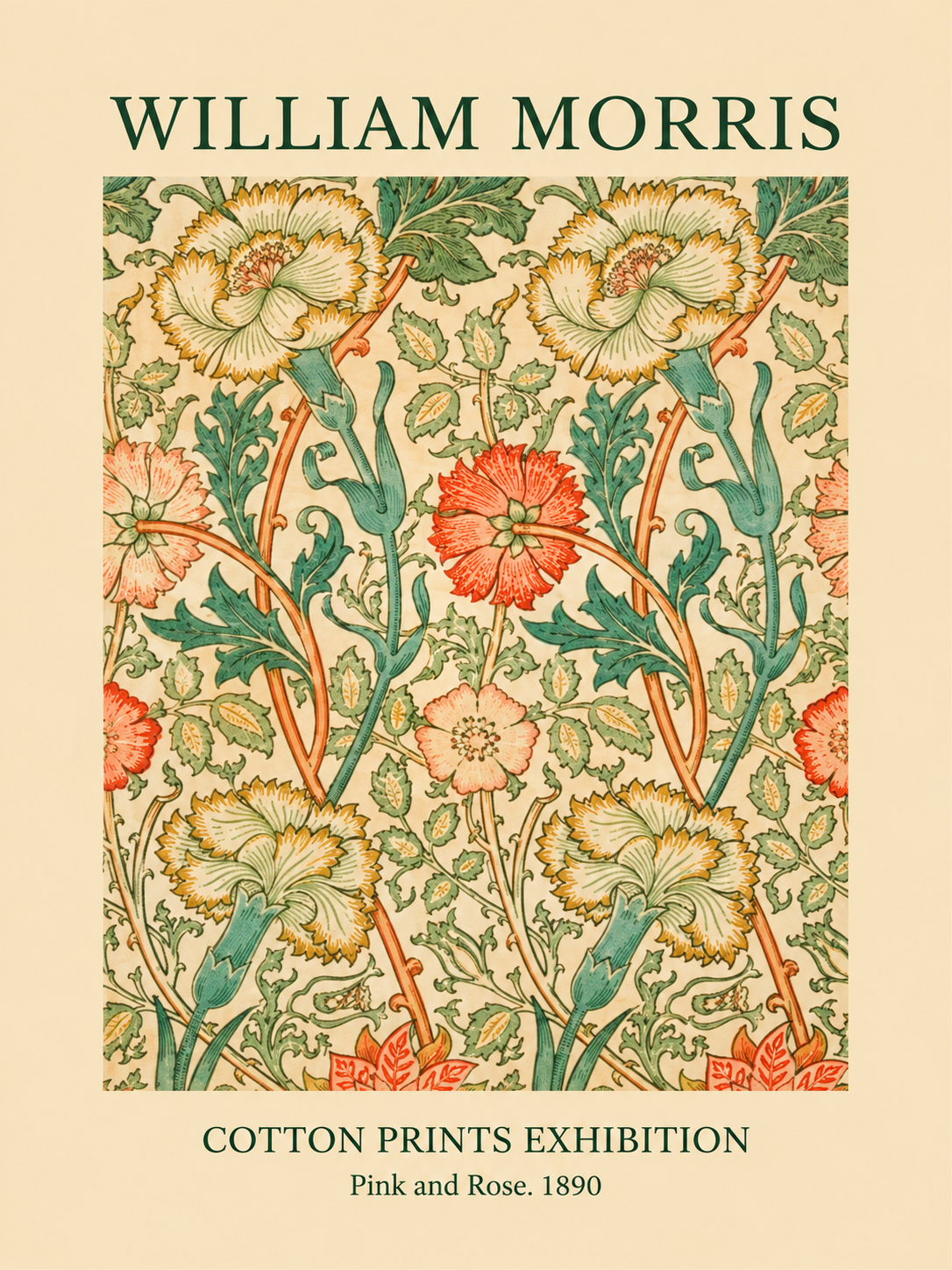 Flores y Abejas, lámina decorativa inspirada en William Morris