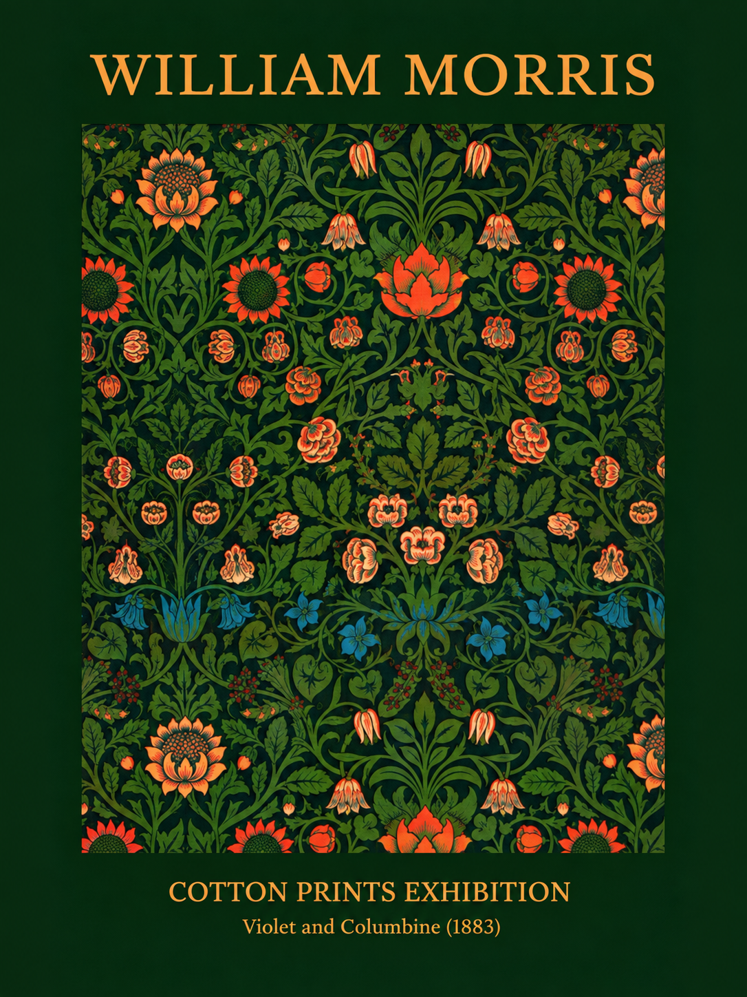 Gato entre Rosas, lámina decorativa inspirada en William Morris