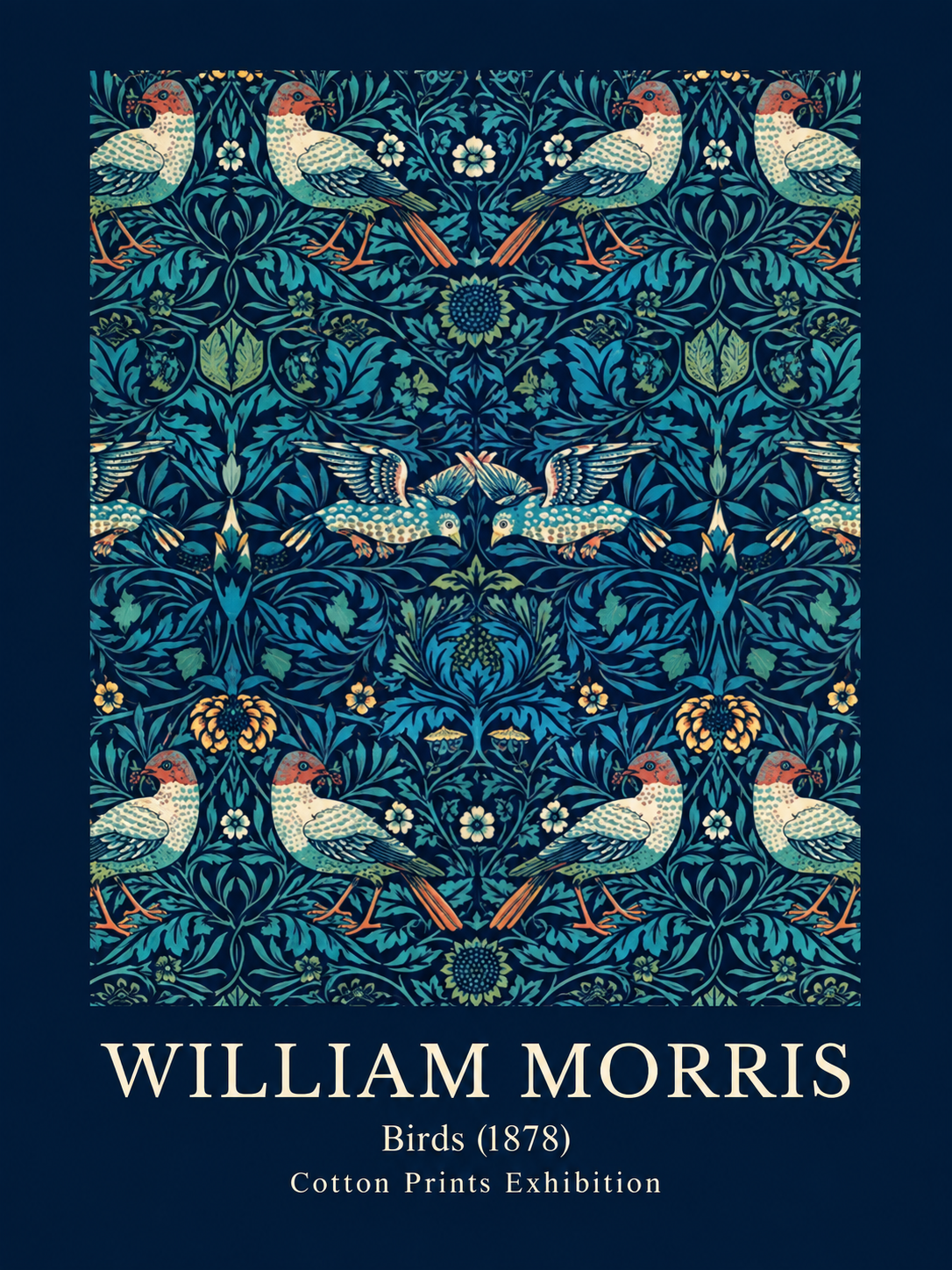 Flores sobre Beige, lámina decorativa inspirada en William Morris
