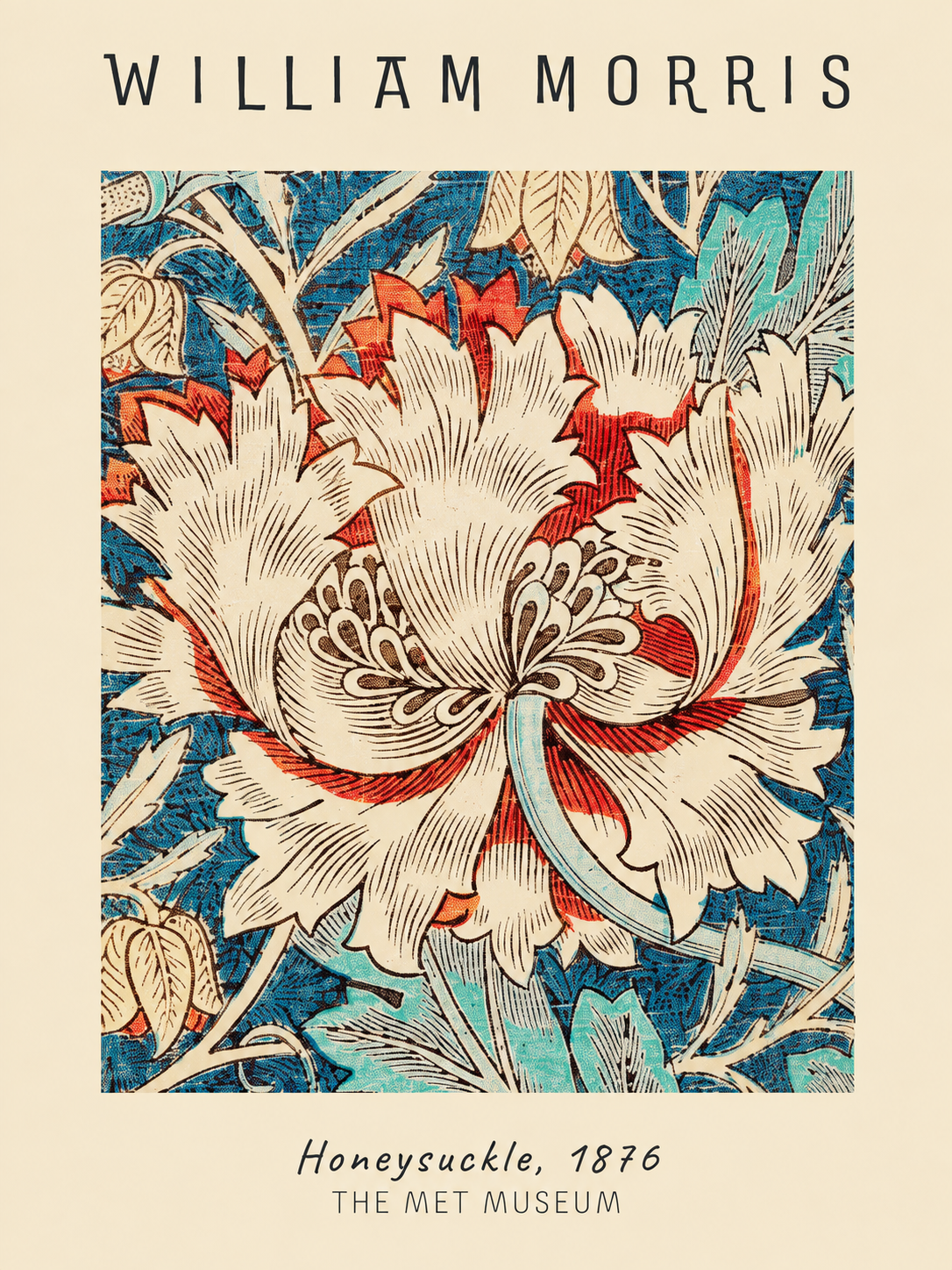Rosas y Pájaros, lámina decorativa inspirada en William Morris