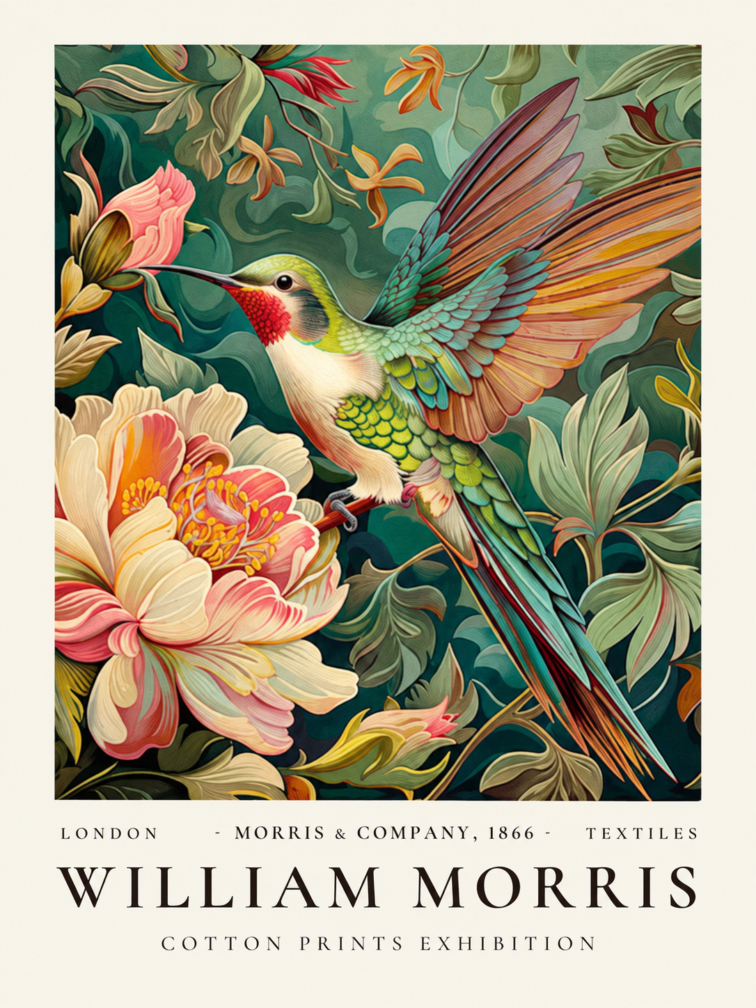 Flores de Manzano, lámina decorativa inspirada en William Morris
