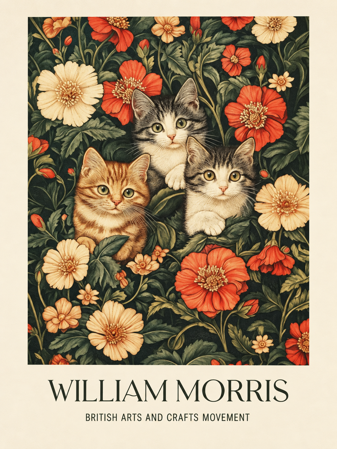 Rosas en Rosa, lámina decorativa inspirada en William Morris