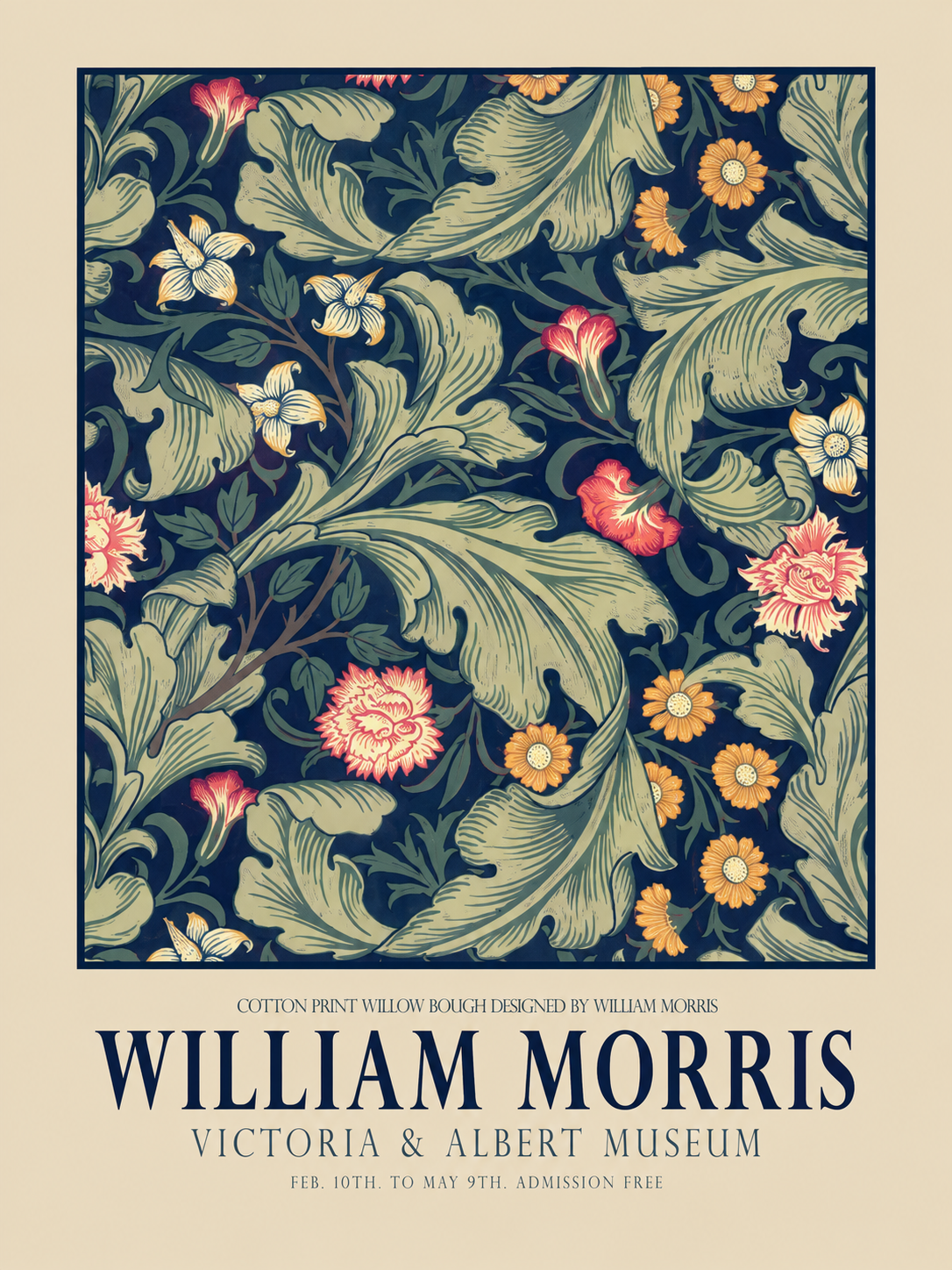 Amapolas Naranjas, lámina decorativa inspirada en William Morris