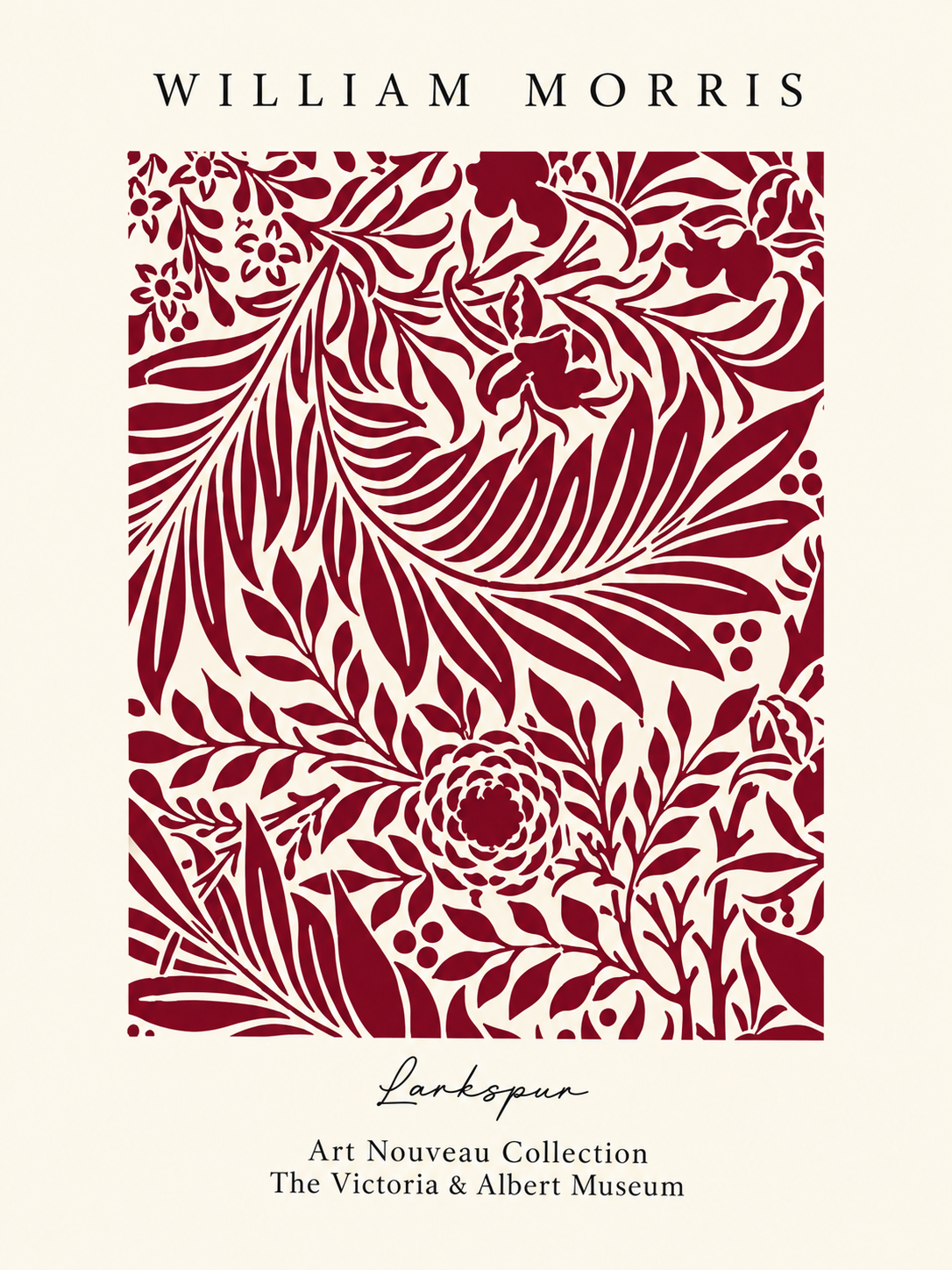 Flores Negras y Blancas, lámina decorativa inspirada en William Morris