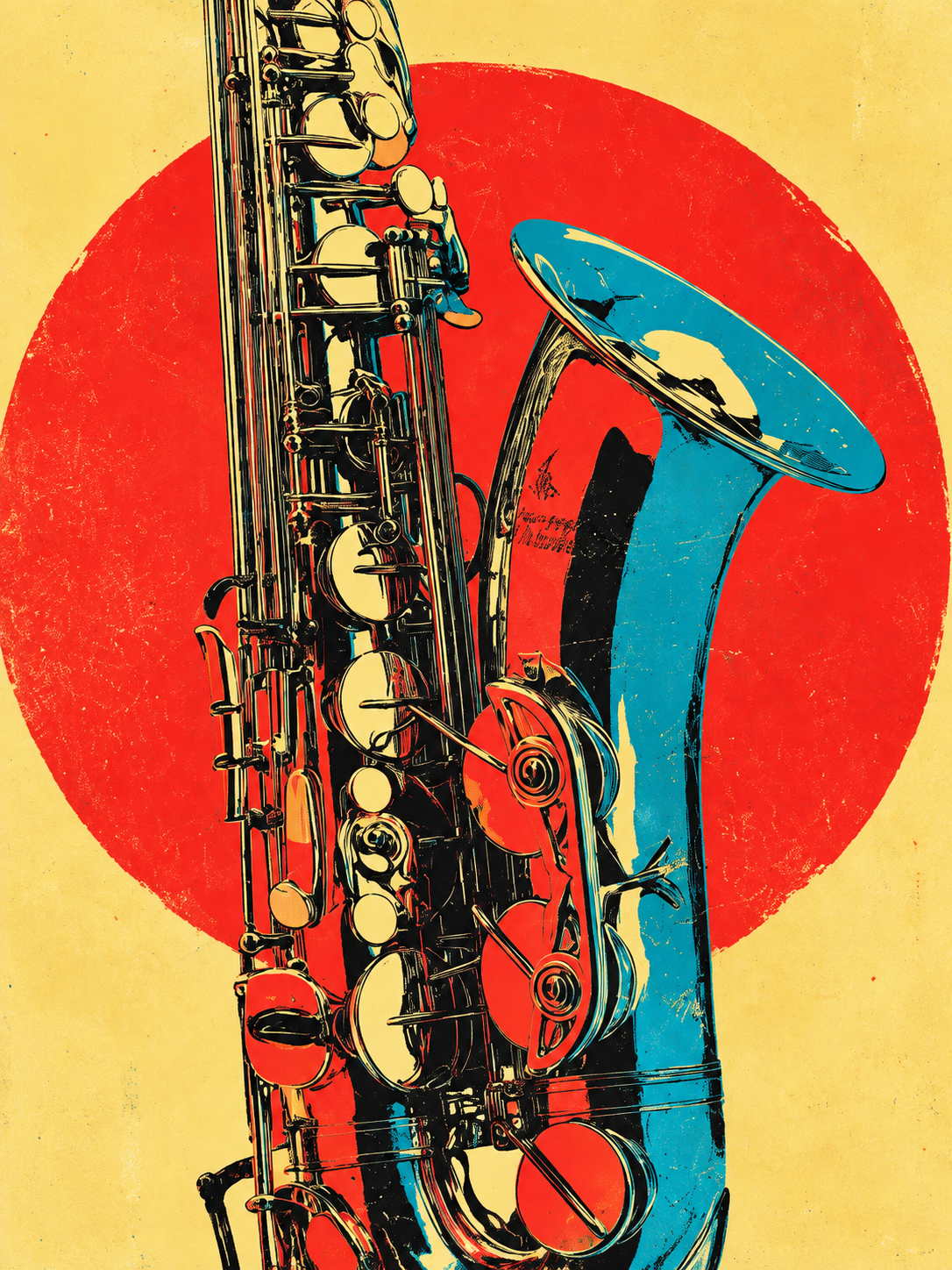 Red Blue Sax Collage