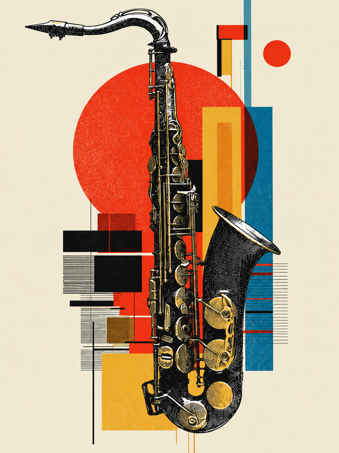 Geometric Sax Blue Red