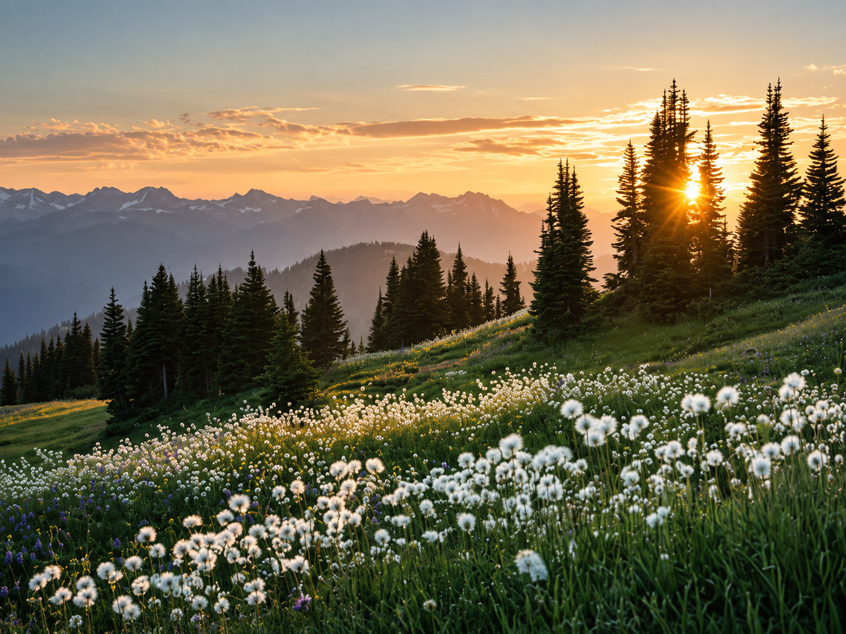Pradera de Flores al Atardecer