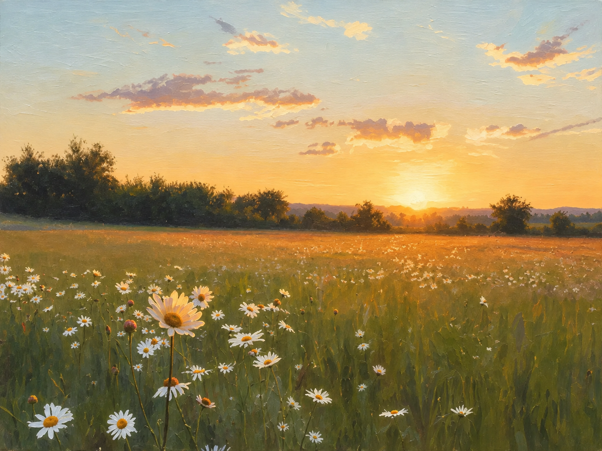 Campo de Margaritas al Atardecer
