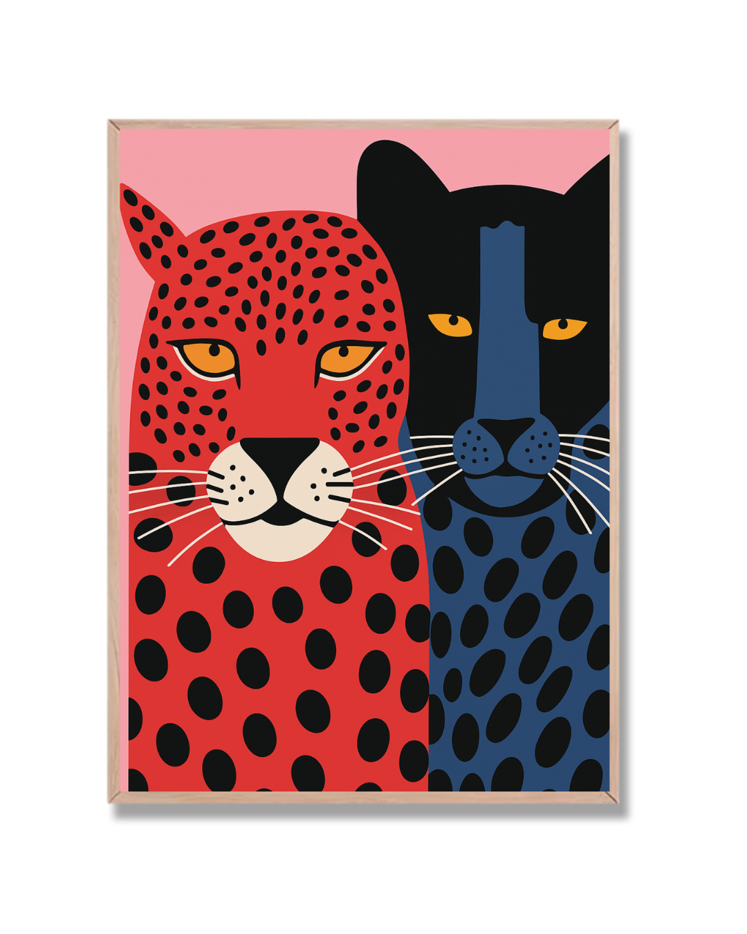 Leopardo rojo y pantera azul