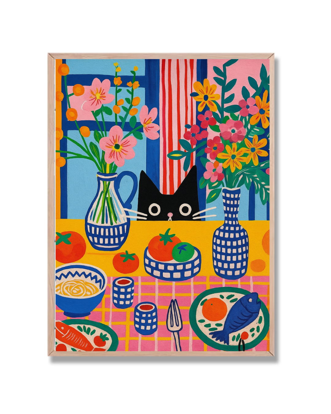 Gato curioso en la mesa