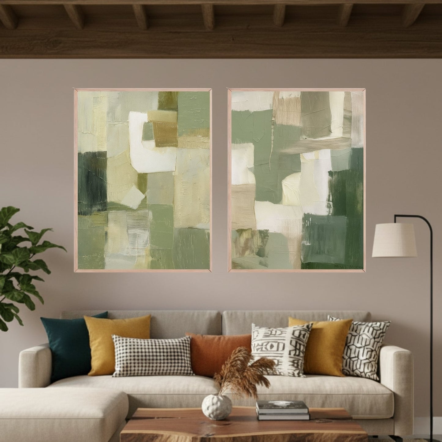 Set de 2 Verde Abstracto #2