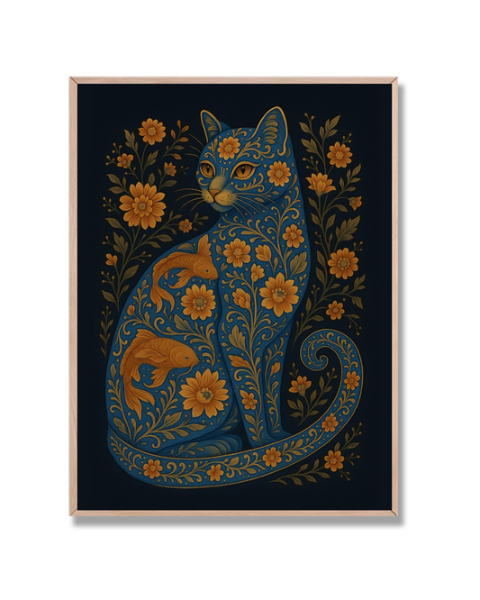 Gato azul floreado