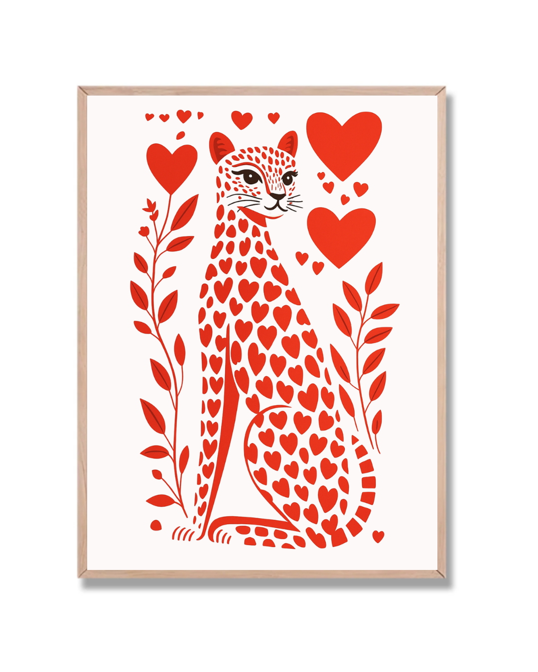 Leopardo entre corazones