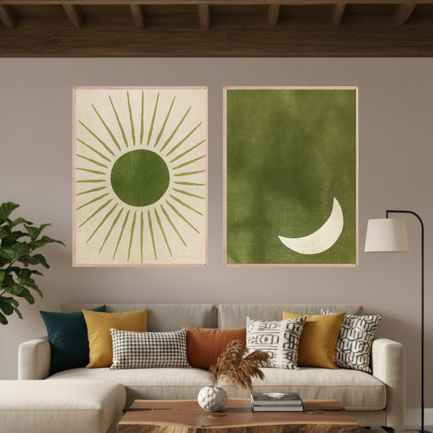 Set de 2 Sol y Luna en Verde