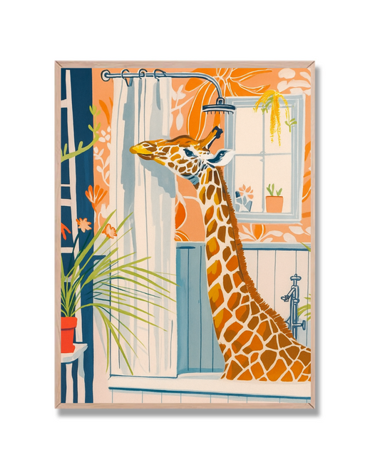 Jirafa en el baño