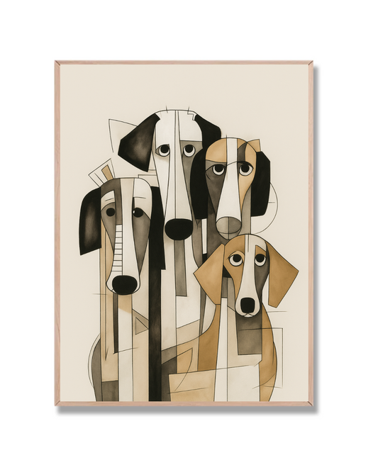 Cuatro perros estilo cubista