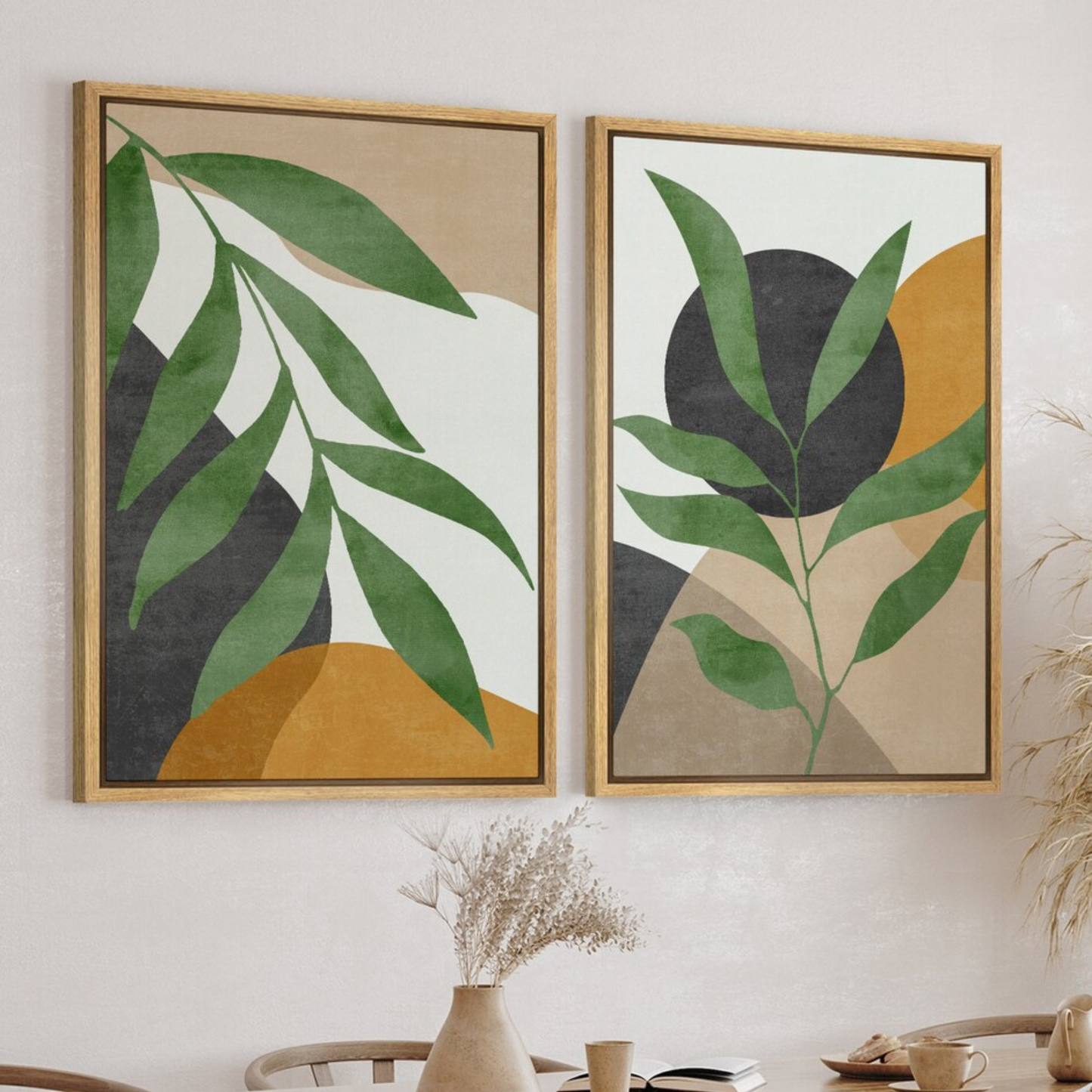 Set de 2 Hoja Verde y Cobre