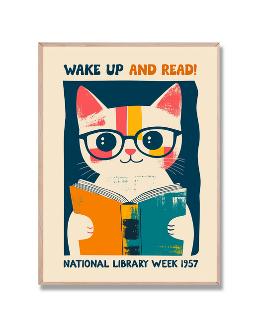 Gato lector con gafas