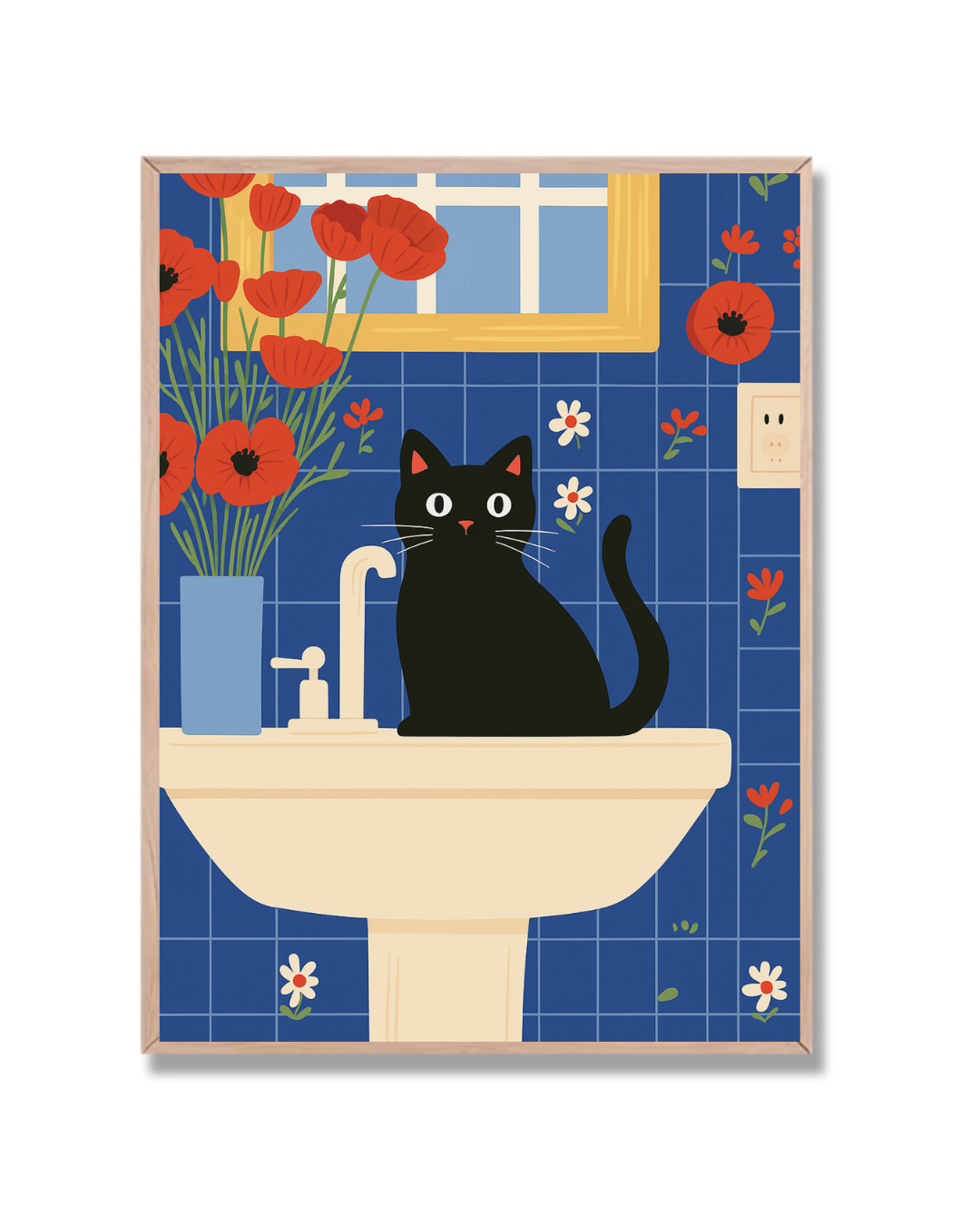 Gato en baño azul