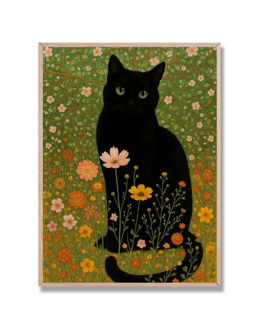 Gato entre flores
