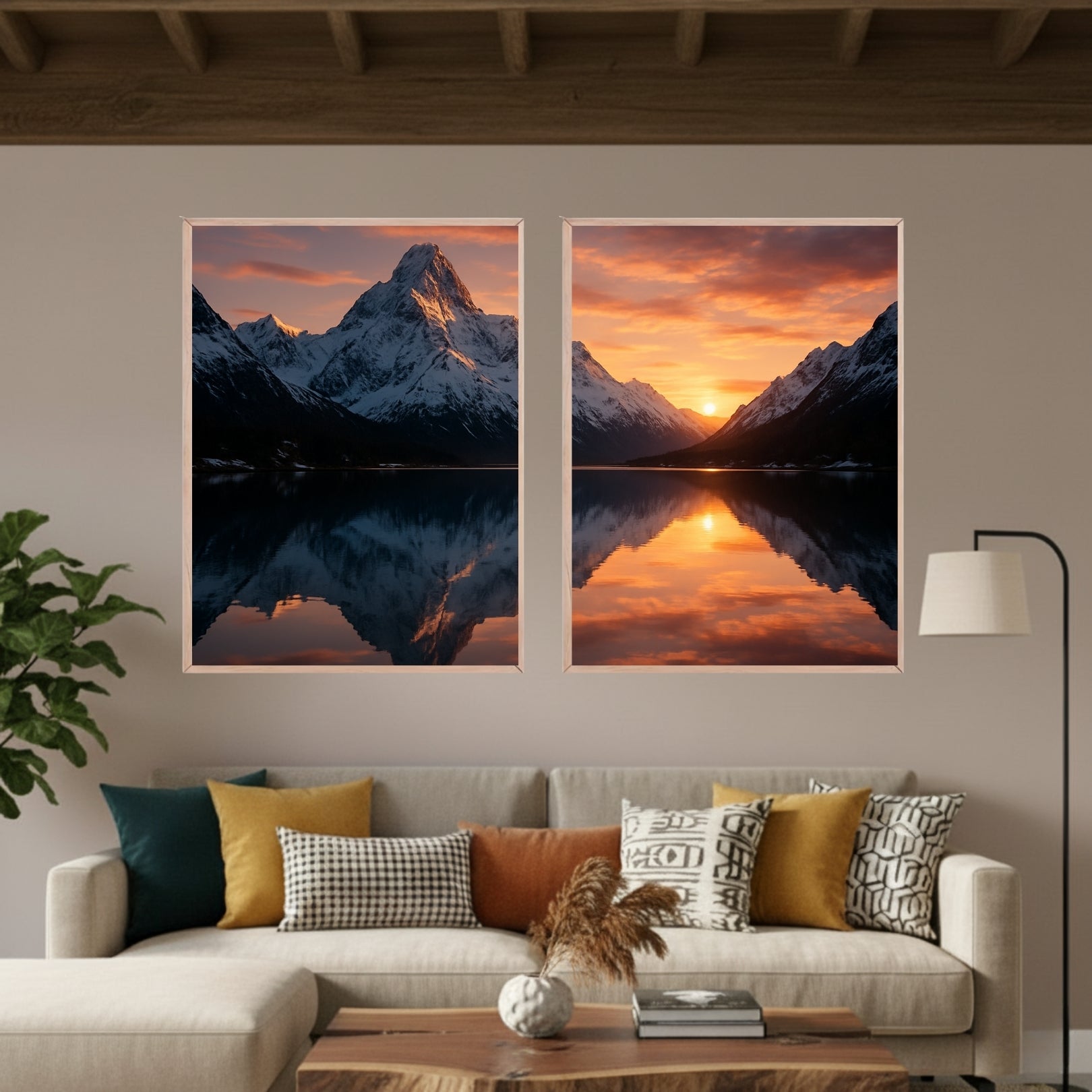 Set de 2 Montaña Lago