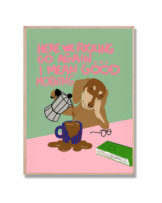Perrito dormido con café