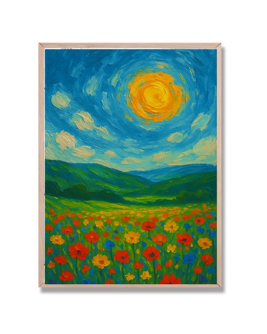Campo de flores y sol