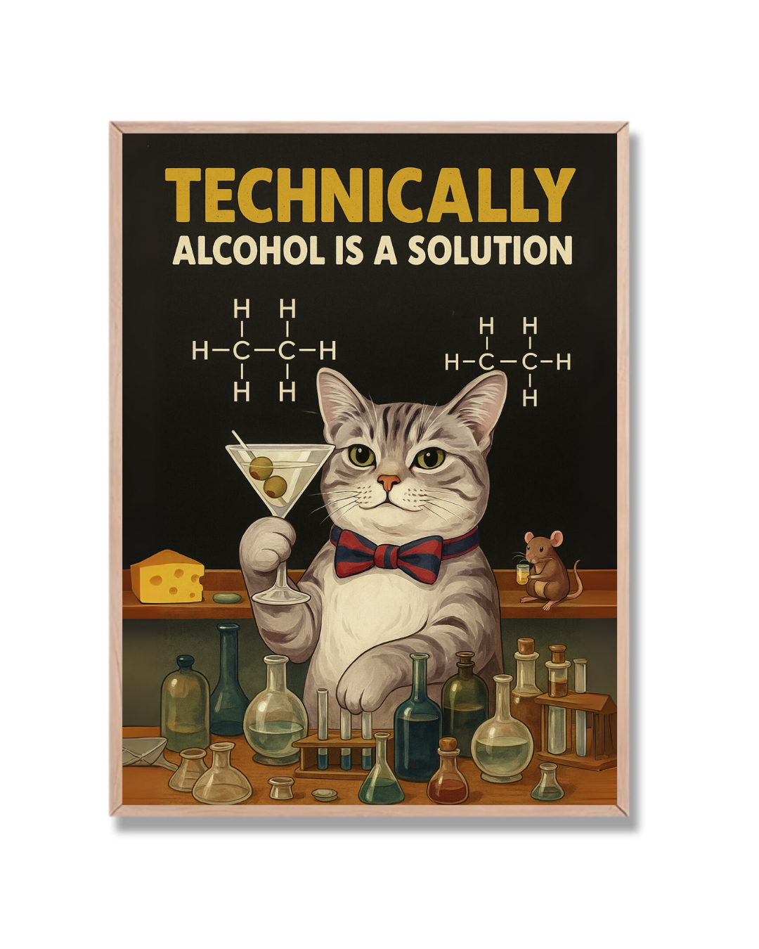 Gato científico con cóctel