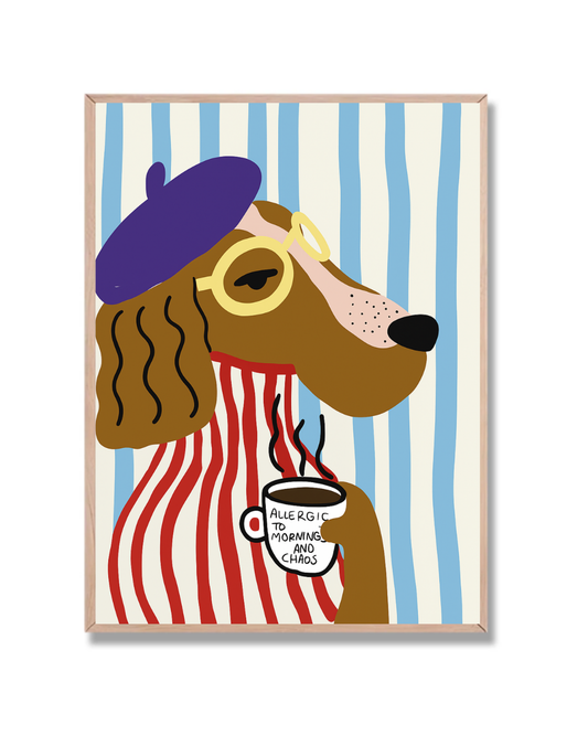 Perro francés con café