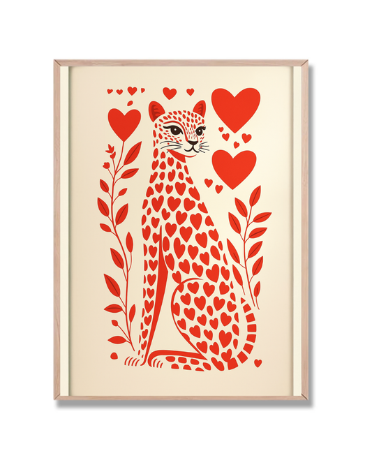 Leopardo entre corazones