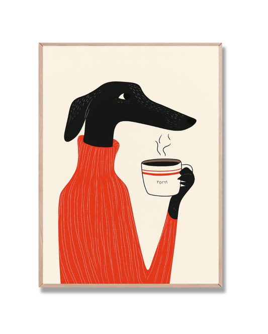 Galgo con taza