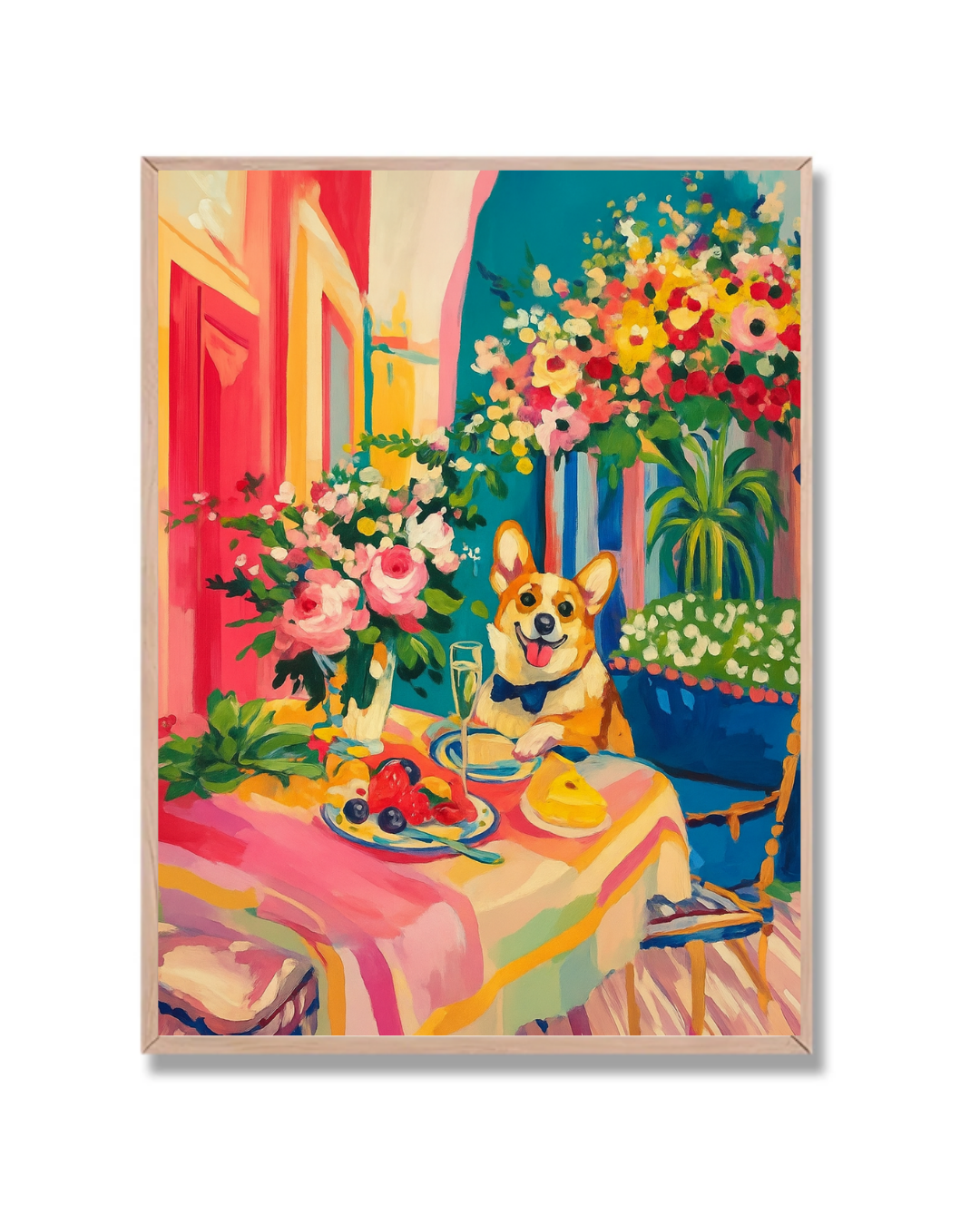 Perro elegante en terraza