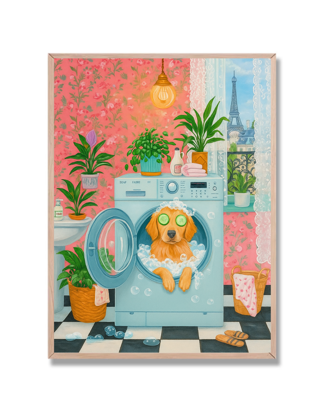 Perro relax en lavadora