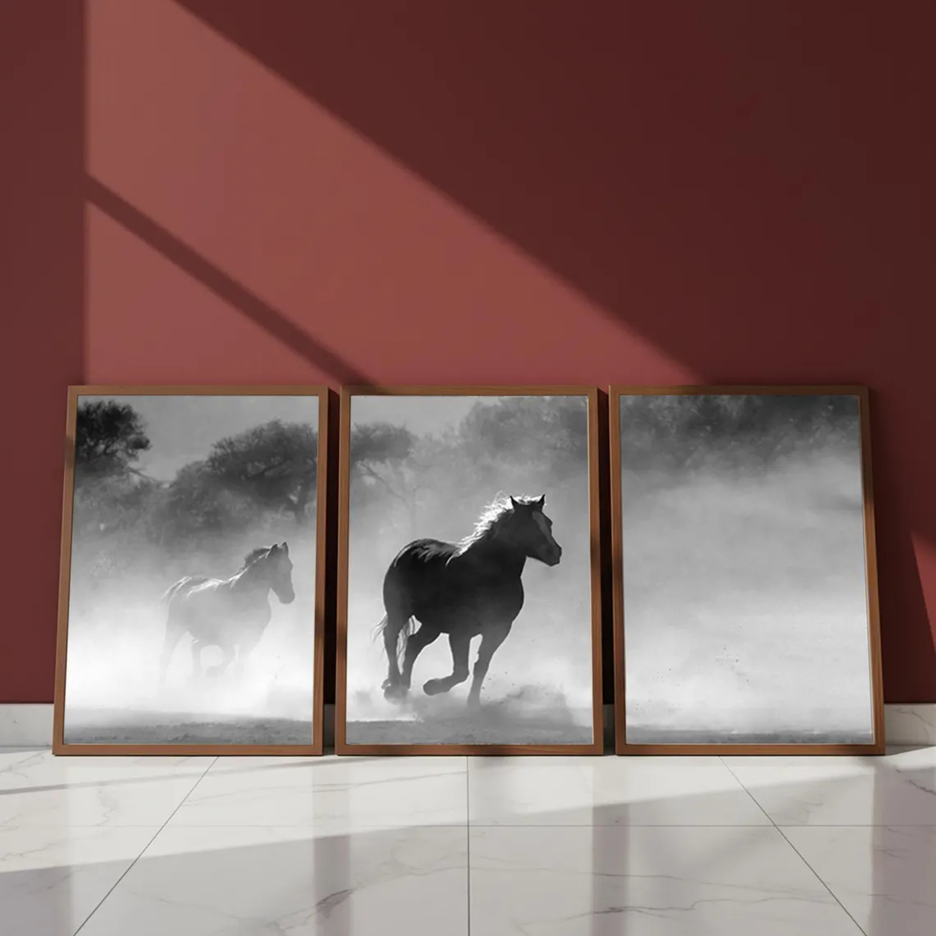 Set de 3 Caballo entre Niebla