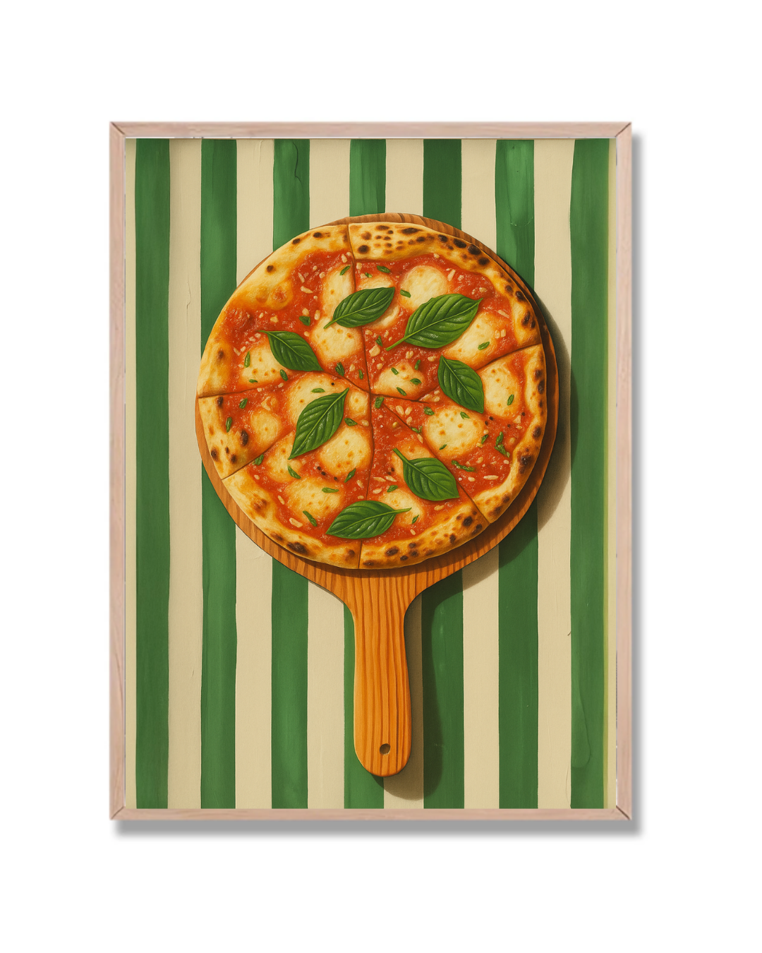 Pizza y rayas verdes