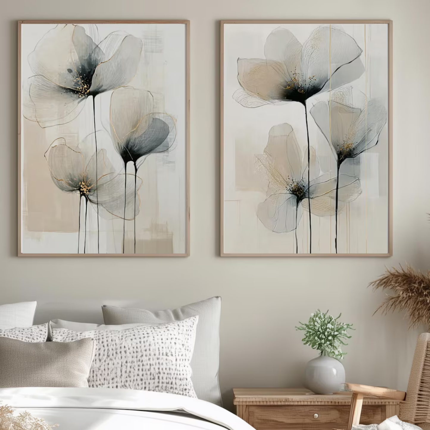 Set de 2 Amapolas en Tinta