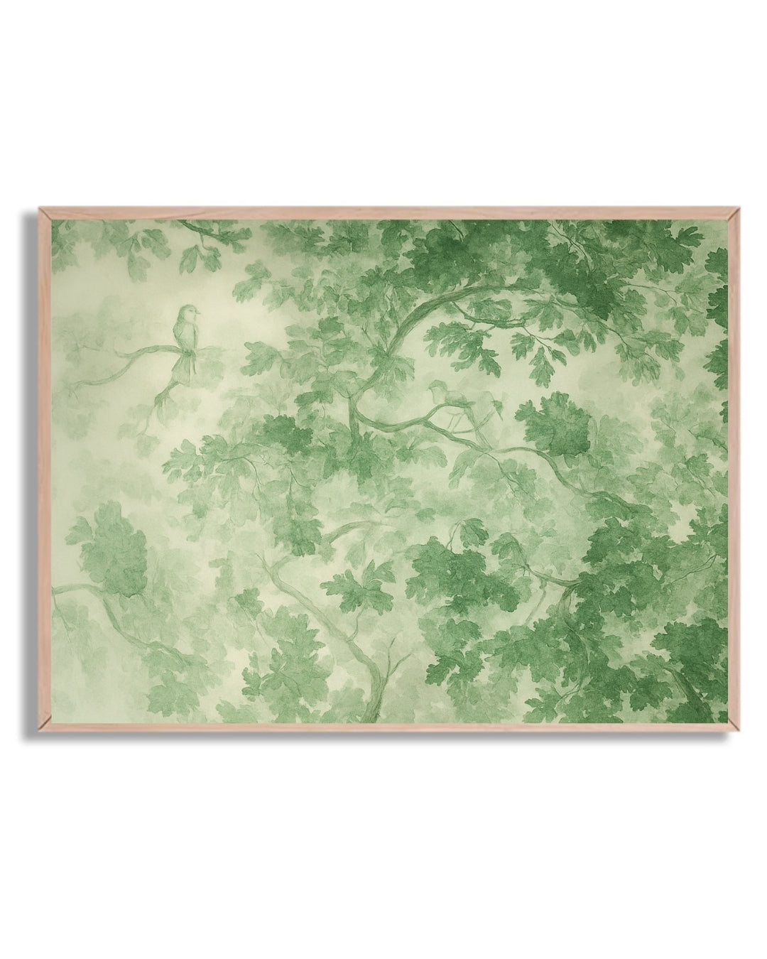 Ramas y pájaro en verde