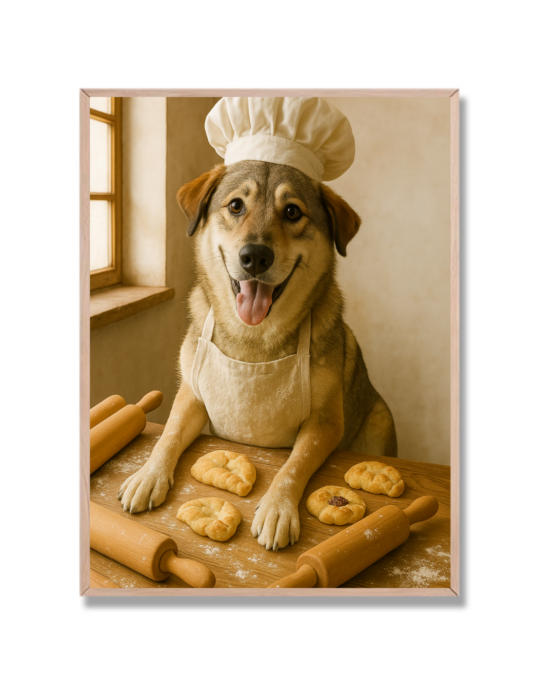 Perro panadero feliz