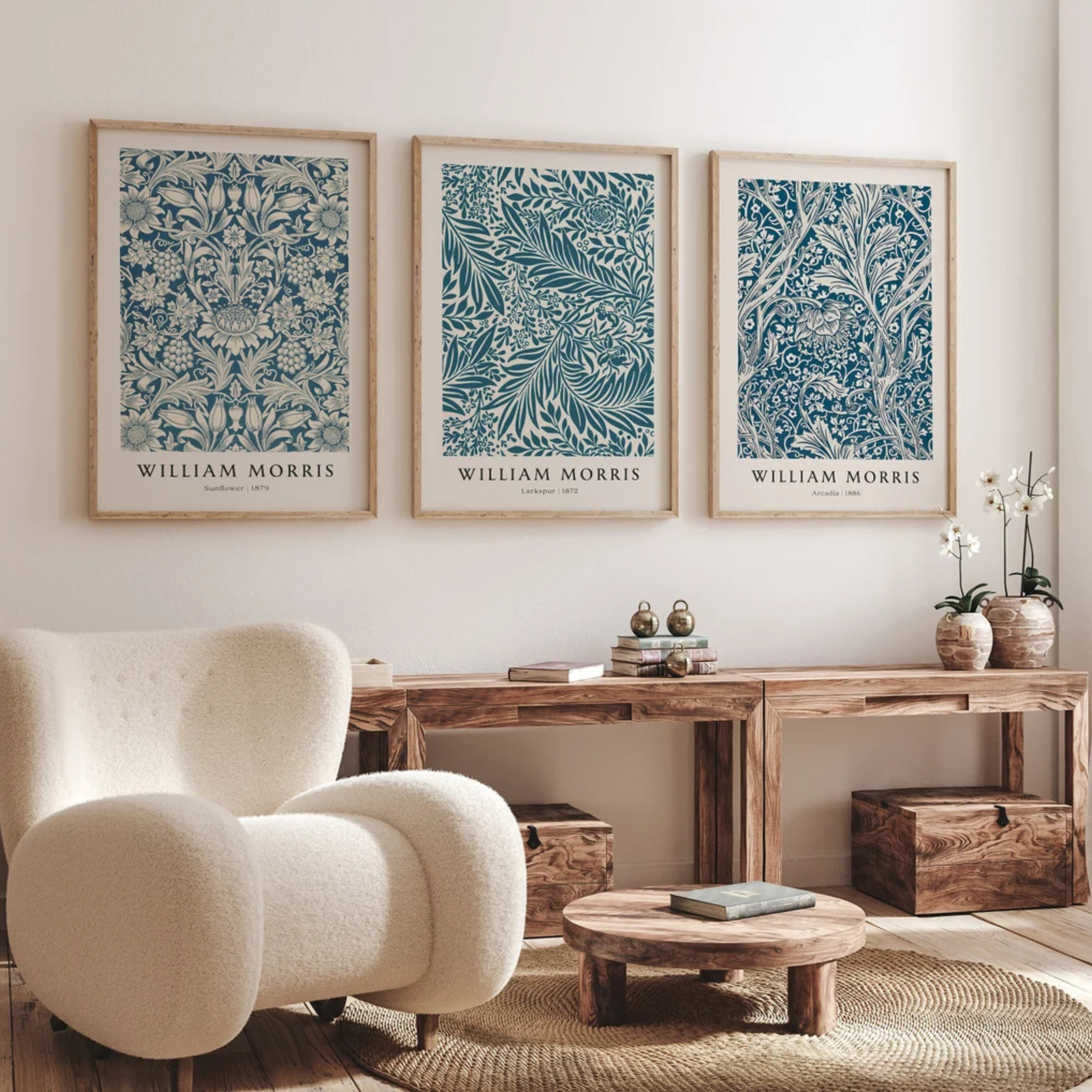Set de 3 William Morris Azul