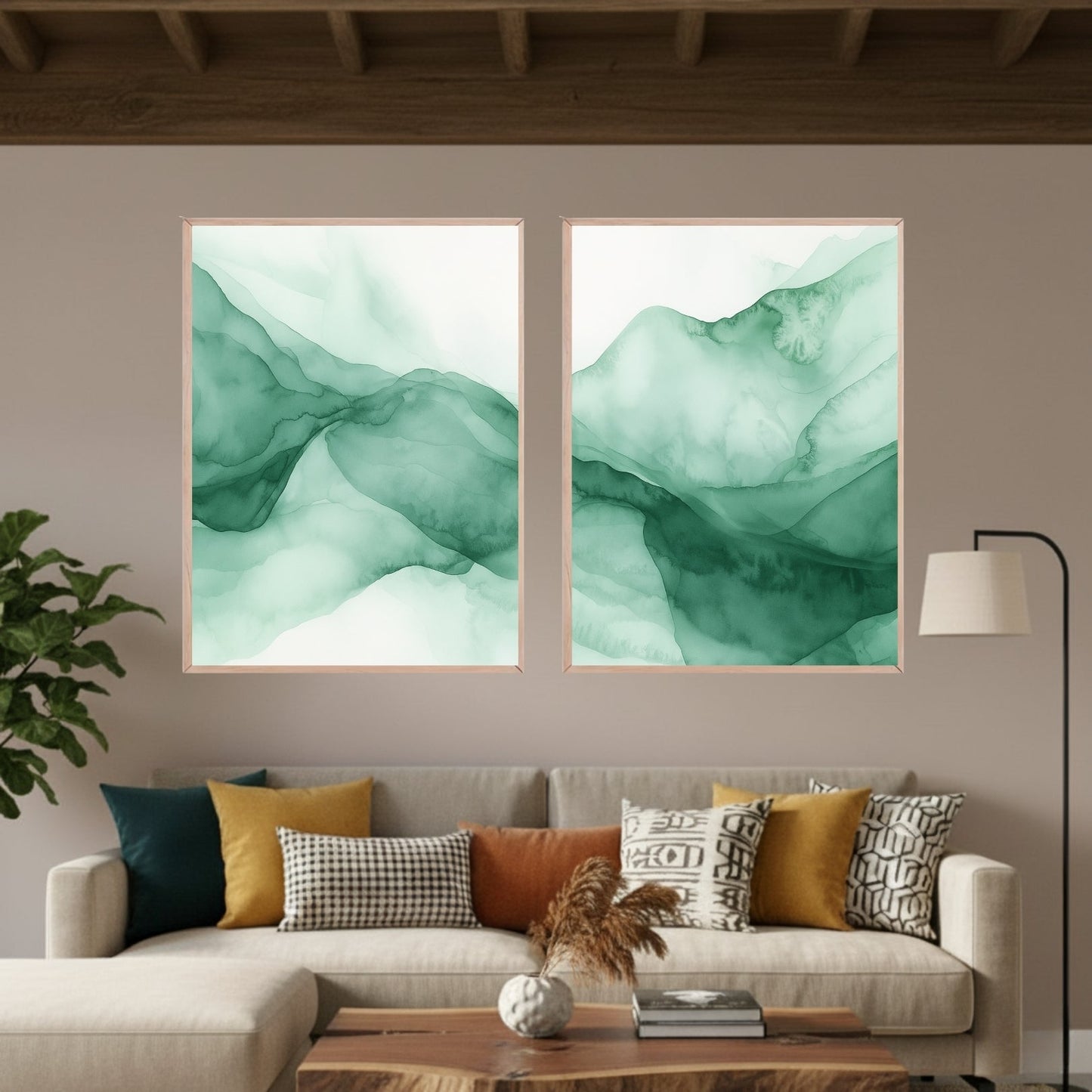 Set de 2 Verde Abstracto #1