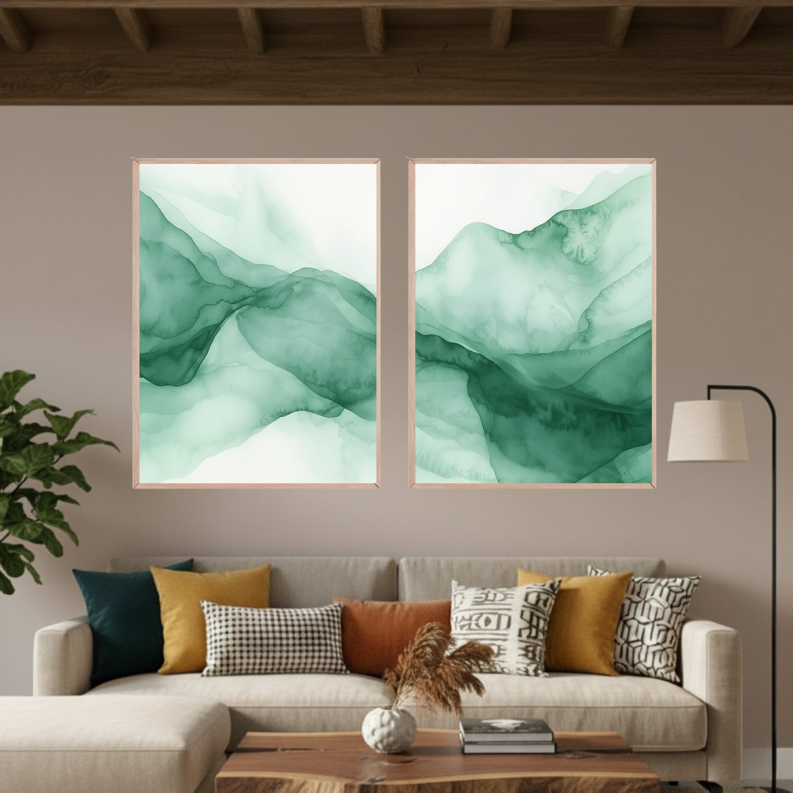 Set de 2 Verde Abstracto #1