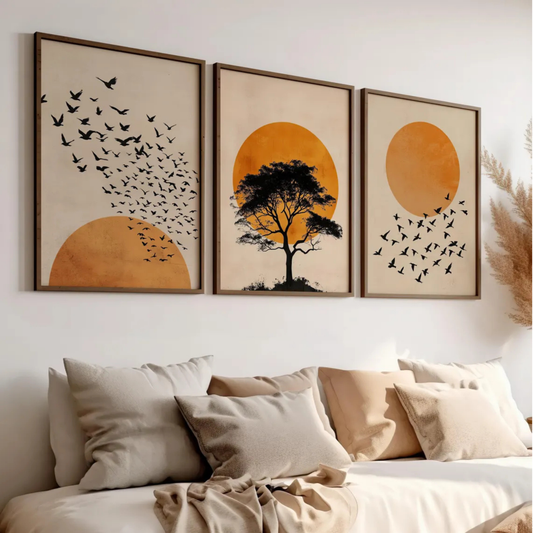 Set de 3 Árbol Pájaros Sol