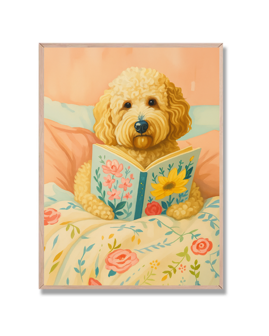Poodle con libro floral