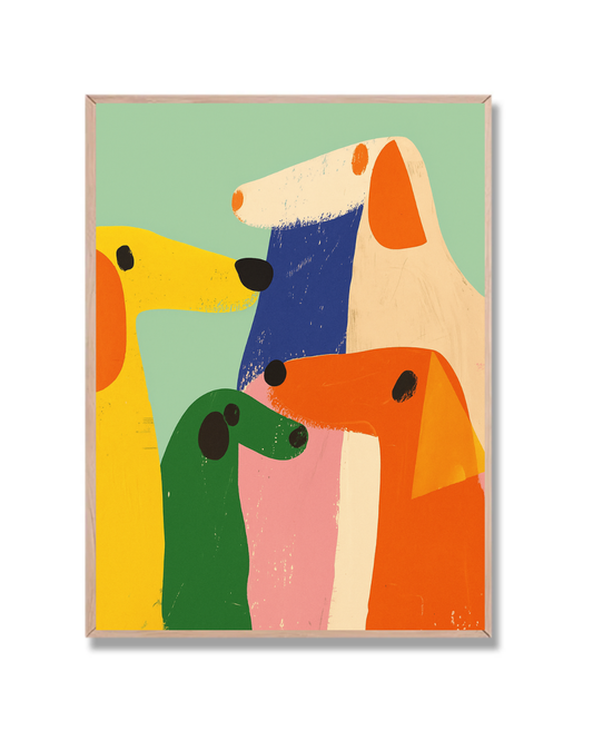 Cuatro perros abstractos