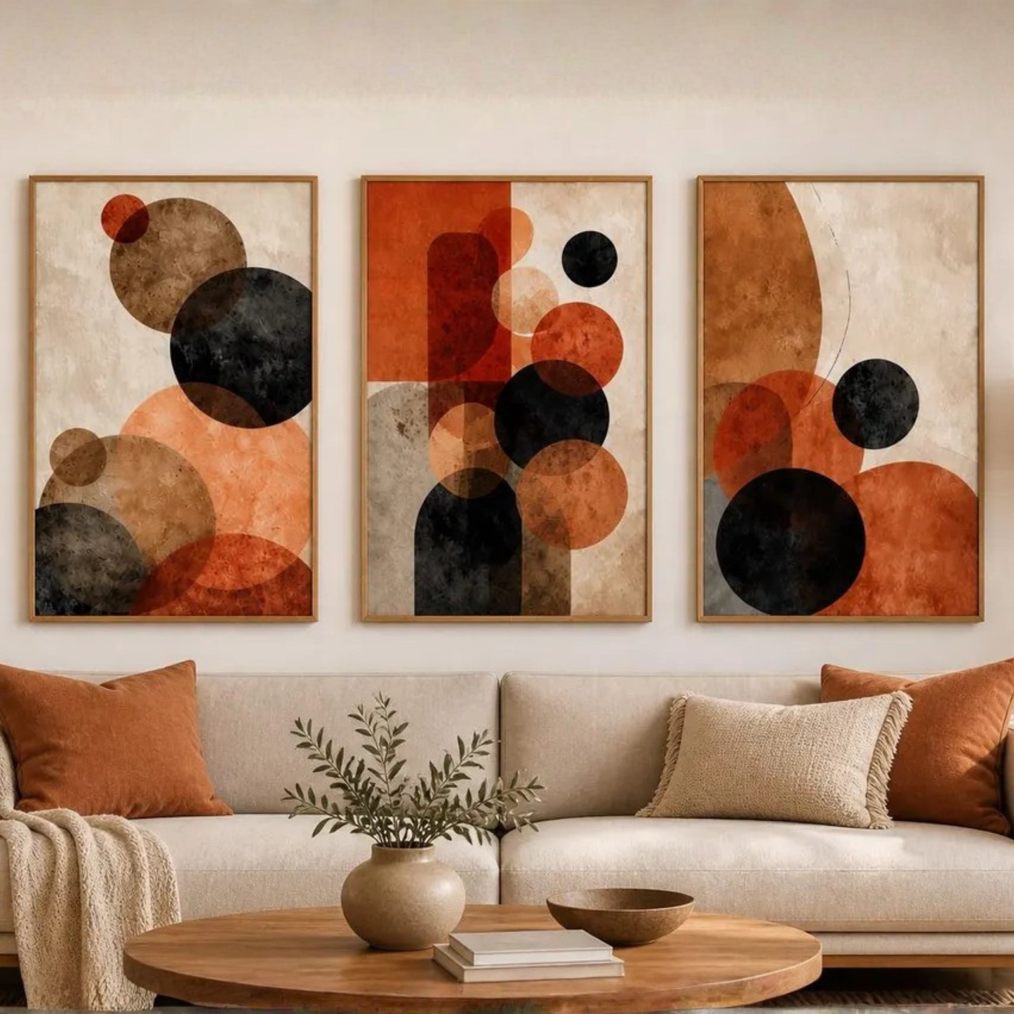 Set de 3 Círculos Terracota Negro